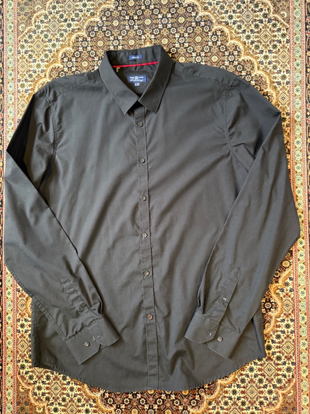 Point Zero Luxury Black Men's Long-Sleeve Button-Up Dress Shirt Size XL